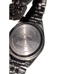 Vintage Disney Mickey Mouse Watch Black Stainless Steel Quartz Japan Movement