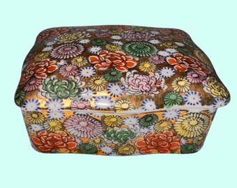 【極希少】RAYNAUD Limoges 九谷 金彩 花柄 蓋付き 小物入れ ヴィンテージ 九谷焼 蓋付き小物入れ 日本製 磁器 六角形 花模様 金彩