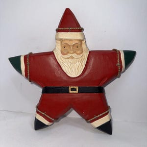 Midwest Cannon Falls Wooden Star Tree Topper Santa Rustic Folkart Primitive