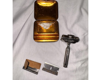 Lamette da barba Gem Vintage in metallo con custodia dorata