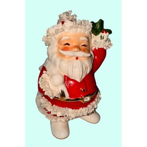 Vintage Santa Claus Ceramic Planter Merry Xmas Decorative Piece