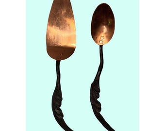 Flag Forge blacksmithing Hand-Forged Copper Iron Spoon Spatula Set southwest