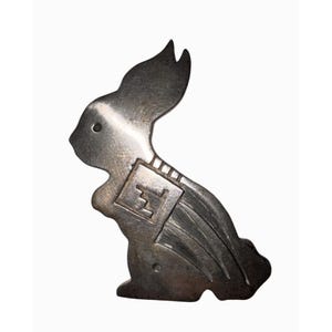 Vintage Sterling Silver Bunny Brooch With Engraved Design Secure Pin Back