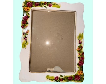 Marco de fotos de cerámica floral para mesa, diseño de rosas, estilo vintage cottage