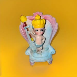 Vintage Baby Junge Auf Thron Kitschig MCM Planter Shower Geschenk