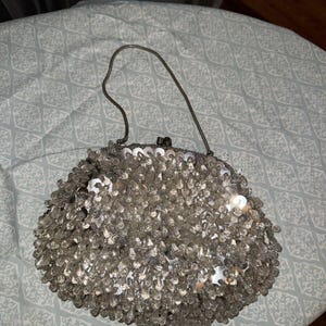 Vintage Richere by Walborg White Beaded Sequined Clutch Evening Bag - Hong Kong