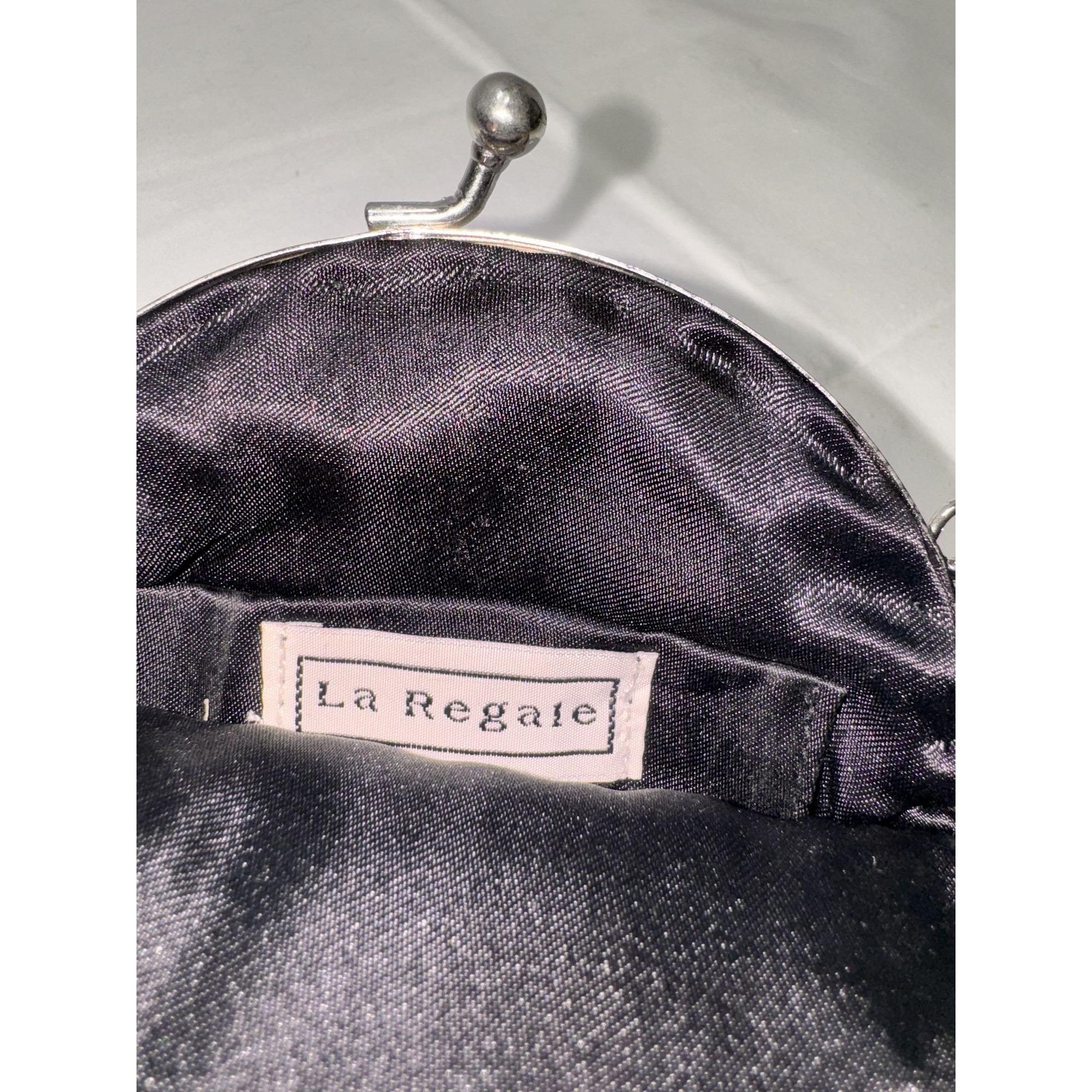 Vintage La Regale Beaded Handbag Black Satin Multicolor 