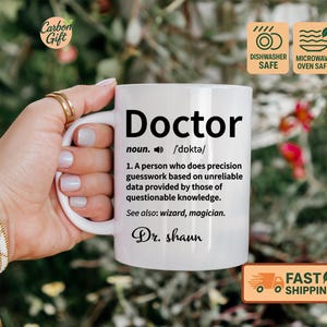 Funny Doctor Definition Mug, Custom Doctor Gift, Personalized Mug for Doctor, Medical School Graduation Gift, Healthcare Worker Appreciation