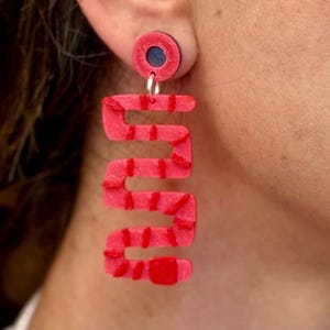 Phish Piper Donut Red Navy Blue Worm Glow-in-the-dark Drop Earrings