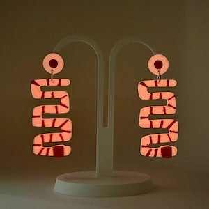 Phish Piper Donut Red Worm Glow-in-the-dark Drop Earrings