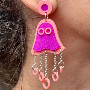 Phish Ghost Donut Pink Glow-in-the-dark Drop Earrings