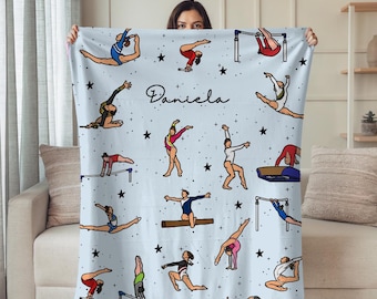 Personalized Gymnastics Fleece Blanket – Gymnast Girl Gift