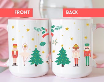 Tazza natalizia Schiaccianoci, tazza da caffè con soldato di balletto, regalo di Natale per lei, decorazione festiva per la cucina, graziosa tazza natalizia, stoviglie natalizie