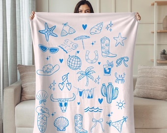 Küsten Cowboy Plüschdecke: Minimalistische Boho Strand Dekoration