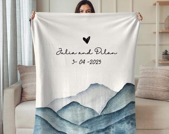Personalized Wedding Blanket with Names & Date, Custom Couple Gift, Engagement or Anniversary Throw, Bridal Shower Present