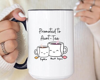 Personalized Aunt Mug – Baby Announcement Gift Idea, Funny Aunt to Be Coffee Cup, Pregnancy Reveal Surprise for Auntie