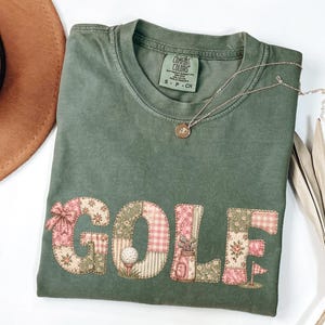Vintage Faux Patchwork Golf Shirt Gift Idea for Casual Golfer Weekend Outfit Aesthetic Golf Lover Tee Comfort Colors Shirt