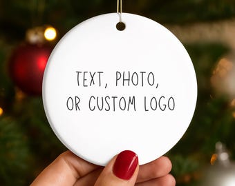 Adorno navideño personalizado para árbol de Navidad, adorno con logotipo de cerámica, regalo navideño corporativo, detalle personalizado para clientes, 1-2 lados