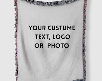 Manta tejida con logotipo y foto personalizados: manta personalizada para marca o regalo de equipo