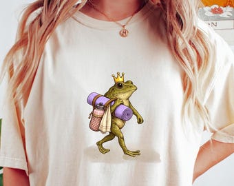 Camiseta "Rana Mamá Reina": Divertida camiseta para mamás que practican yoga, moderna camiseta gráfica para mamás entusiastas del yoga. Regalo para mamás en forma.