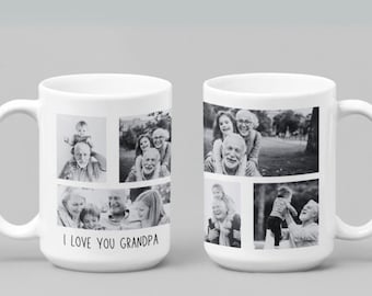 Taza con collage de fotos personalizado para abuelos: regalo con foto personalizado para abuelos, taza de café con recuerdos familiares