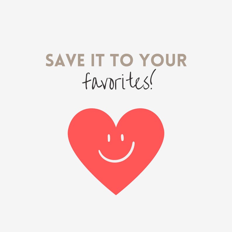 K&ouml;nnte beinhalten: Ein rotes Herz mit einem l&auml;chelnden Gesicht auf wei&szlig;em Hintergrund. Der Text "SAVE IT TO YOUR favorites!" steht in einer handschriftlichen Schriftart &uuml;ber dem Herz.