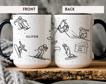 Taza de esquí profesional: regalo para esquiadores de élite, taza de café para instructores de esquí, artículos para beber para atletas de montaña, taza para deportes de invierno para profesionales