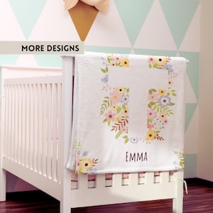 Personalized Baptism Baby Blanket – Floral Cross Christening Blanket for Girl, Woven Keepsake Gift
