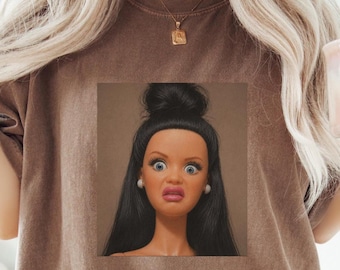 Funny Shocked Doll Shirt Gift Idea for Women Sarcastic Reaction Tee Retro Chaotic Girl Aesthetic Comfort Colors Shirt Meme