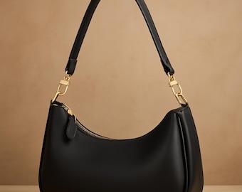 PU Leather Hobo Shoulder Bag: Vintage Underarm Clutch with Gold Chain