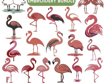 Flamingo Embroidery Design: Filled Stitch Machine Embroidery (Digital Download)