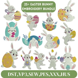 Bunny machine embroidery designs, bunnies embroidery design, rabbit embroidery pattern, animal embroidery, easter bunny pattern,cute rabbits