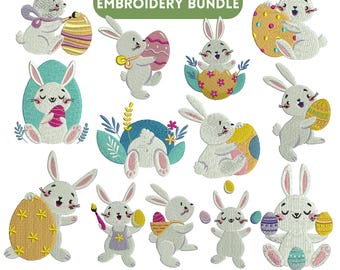 Bunny Machine Embroidery Design: Easter Rabbit Pattern (Digital Download)