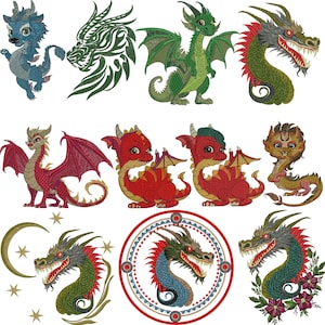 Dragon Embroidery Design, Chinese dragon Embroidery, Mystic Dragon Embroidery, Flying Chinese Dragon, Baby Dragon, Machine Embroidery Design