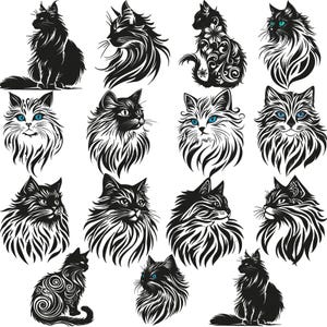 Desenho de bordado de gato preto: bordado à máquina de gatinho místico (download digital)