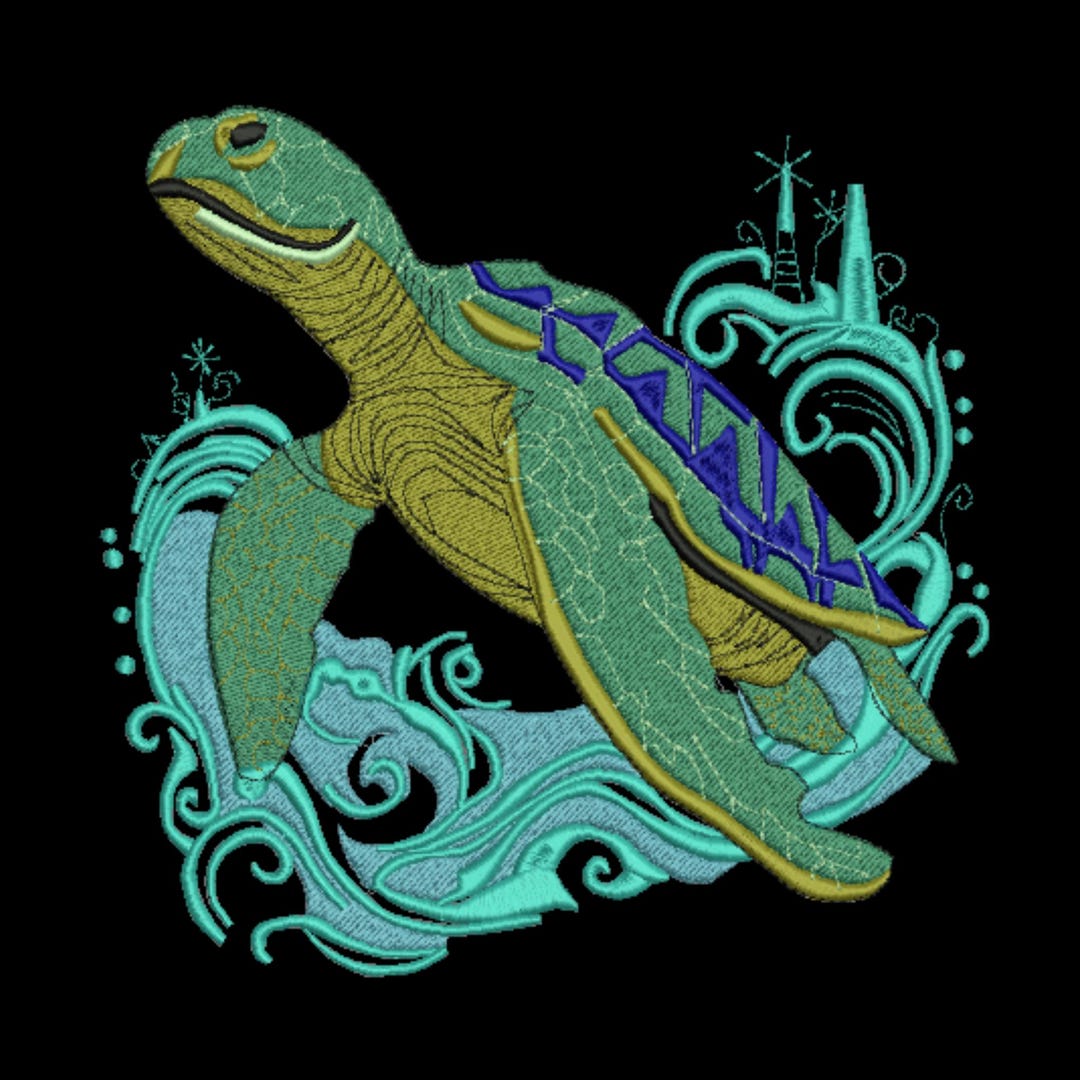 Turtle Embroidery Design, Sea Turtle Embroidery, Ocean Animal ...