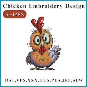 Funny Chicken Embroidery Design: Farmhouse Machine Embroidery (Digital Download)