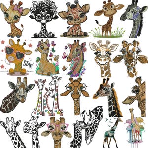 Giraffe Embroidery Design, Flower Giraffe Embroidery, Cute Giraffe embroidery,Baby Giraffe Embroidery, Safari Embroidery, Machine embroidery