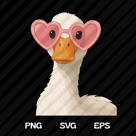 Funny Duck with Glasses PNG SVG Shirt Design, Bird Illustrations Whimsical Birds, Crazy bird clip art Farm Animal (Digital Download)