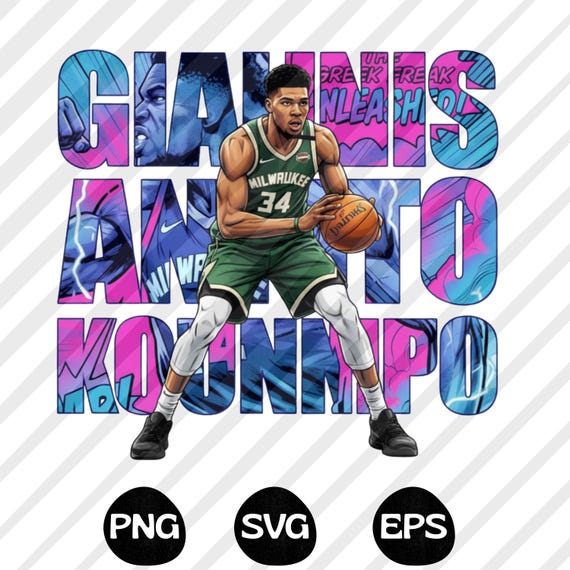 Giannis Antetokounmpo PNG Basketball DTF Transfer, Basketball Lover Png, Basketball Comic Graphic Tee Sublimation