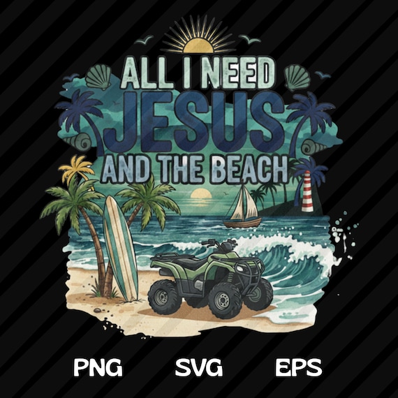 Jesus and The Beach PNG SVG: Christian Summer Design (Digital Download)