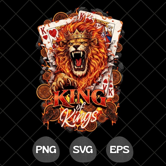 King of Kings Shirt PNG SVG, Lion King Shirt Design, Lion King Playing Cards Design, Royal Gambling T-Shirt Graphic, Poker King Sublimation