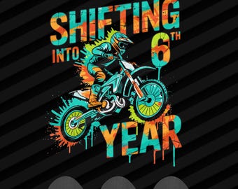 6th Birthday Dirt Bike Boy PNG Motocross Racing Design