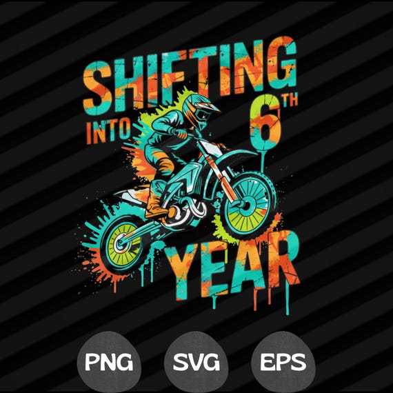 6th Birthday Dirt Bike Boy PNG Motocross Racing Design