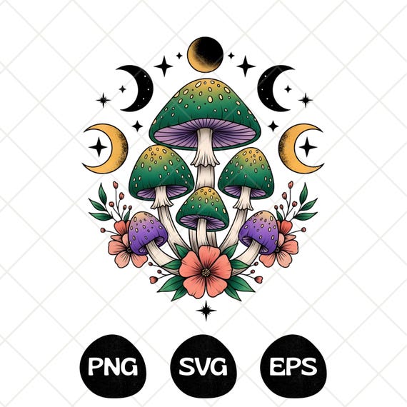 Watercolor Mushroom PNG SVG EPS, Mushroom T-Shirt Design (Digital Download)