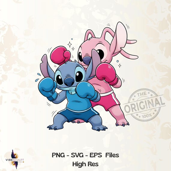 Cute Stitch Boxing PNG, Stitch Sport Clipart, Kawaii Stitch Fighter PNG, Funny Stitch Workout Design for Shirt Mug