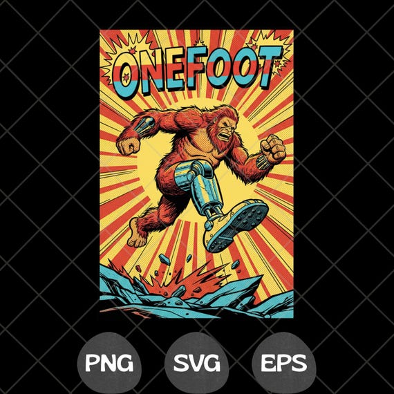 Onefoot Prosthetic Leg Amputee Bigfoot PNG SVG EPS: Awareness Design (Digital Download)