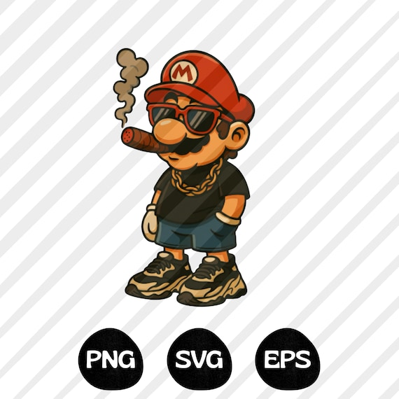 Super Mario T-Shirt Design, Cartoon Character Clipart (PNG SVG EPS)