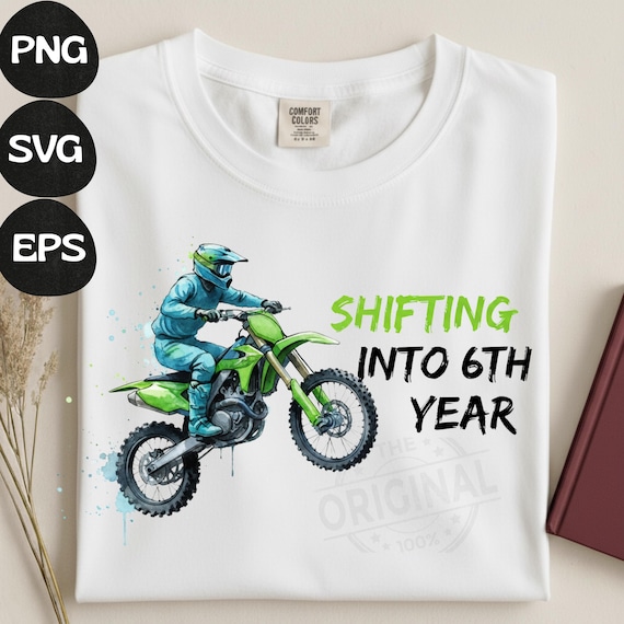 6th Birthday Dirt Bike Boy PNG SVG Motocross Racing Design
