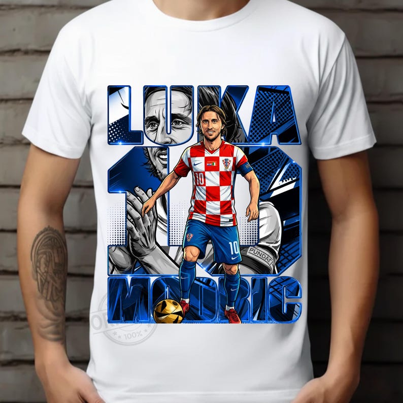 Luka Modrić Kroatien Fotboll PNG T-shirt Design (Digital Nedladdning) bild 4